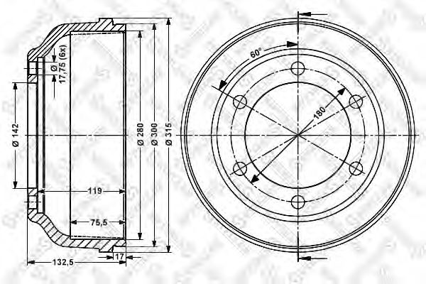 Тормозной барабан STELLOX 6026-2509-SX