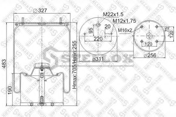 Кожух пневматической рессоры STELLOX 90-07251-SX