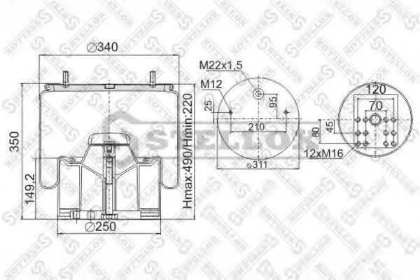 Кожух пневматической рессоры STELLOX 90-48814-SX