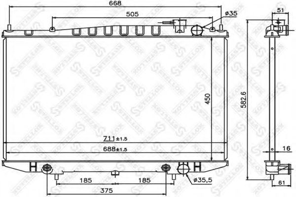 Радиатор, охлаждение двигателя STELLOX 10-26765-SX