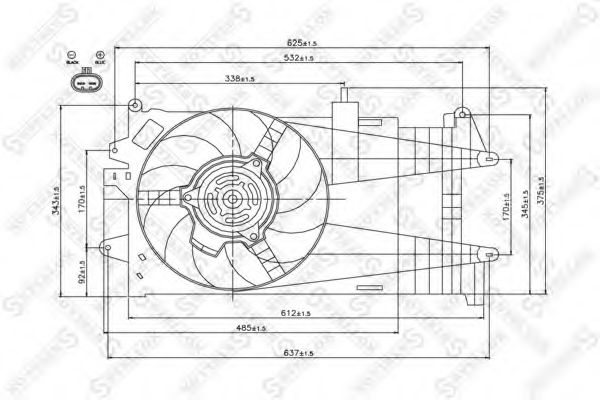 Вентилятор, охлаждение двигателя STELLOX 29-99362-SX