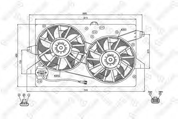Вентилятор, охлаждение двигателя STELLOX 29-99364-SX