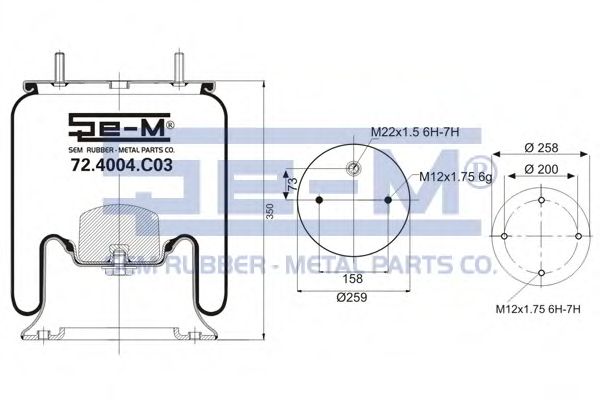 Кожух пневматической рессоры SEM LASTIK 72.4004.C03