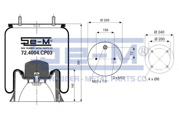Кожух пневматической рессоры SEM LASTIK 72.4004.CP03