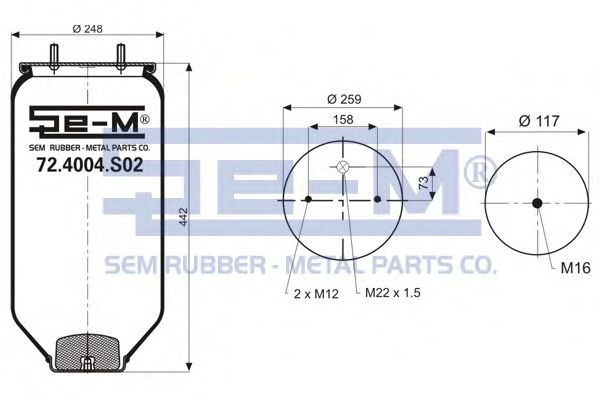 Кожух пневматической рессоры SEM LASTIK 72.4004.S02