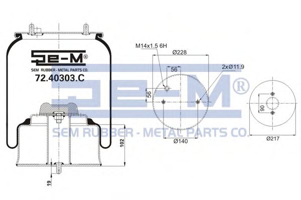 Кожух пневматической рессоры SEM LASTIK 72.40303.C