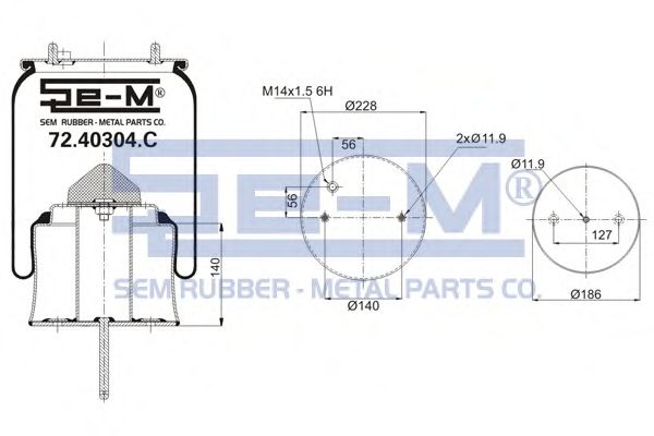 Кожух пневматической рессоры SEM LASTIK 72.40304.C