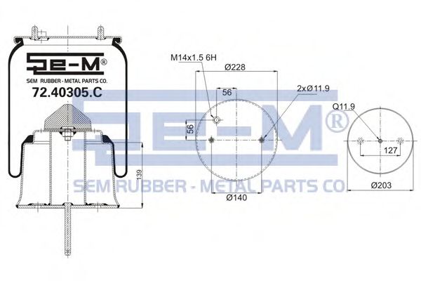 Кожух пневматической рессоры SEM LASTIK 72.40305.C