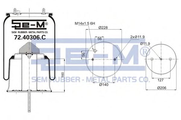 Кожух пневматической рессоры SEM LASTIK 72.40306.C