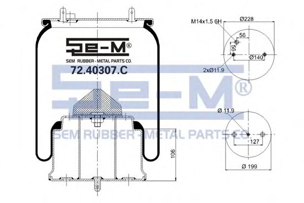 Кожух пневматической рессоры SEM LASTIK 72.40307.C