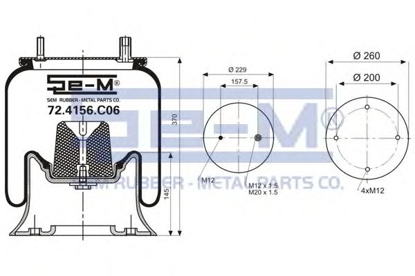 Кожух пневматической рессоры SEM LASTIK 72.4156.C06