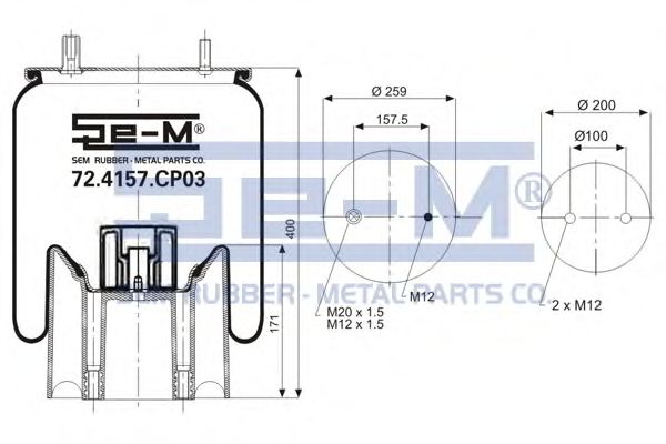 Кожух пневматической рессоры SEM LASTIK 72.4157.CP03