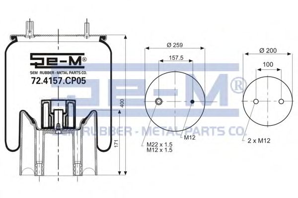 Кожух пневматической рессоры SEM LASTIK 72.4157.CP05