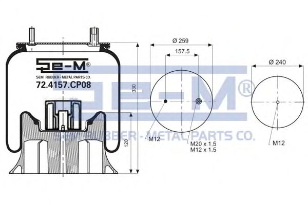 Кожух пневматической рессоры SEM LASTIK 72.4157.CP08
