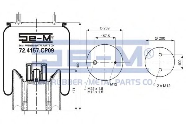 Кожух пневматической рессоры SEM LASTIK 72.4157.CP09