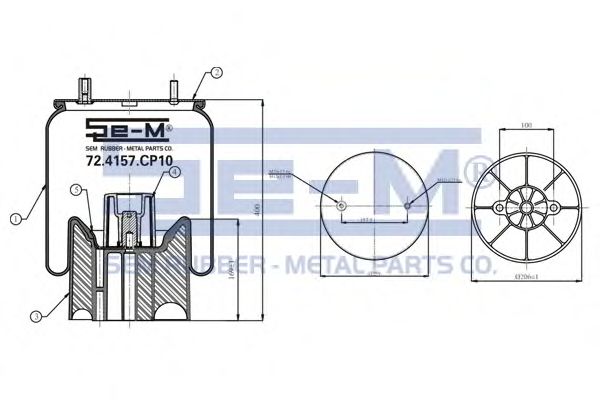 Кожух пневматической рессоры SEM LASTIK 72.4157.CP10