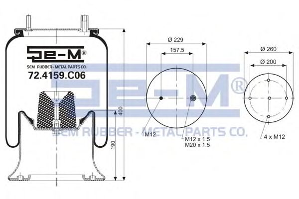 Кожух пневматической рессоры SEM LASTIK 72.4159.C06