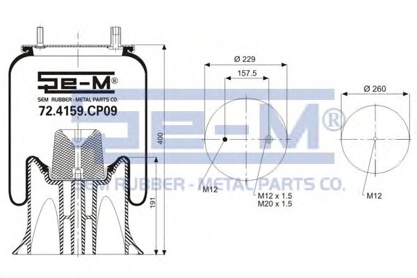Кожух пневматической рессоры SEM LASTIK 72.4159.CP09