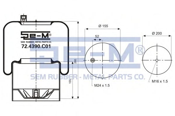 Кожух пневматической рессоры SEM LASTIK 72.4390.C01