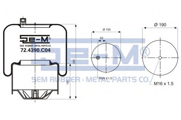 Кожух пневматической рессоры SEM LASTIK 72.4390.C04