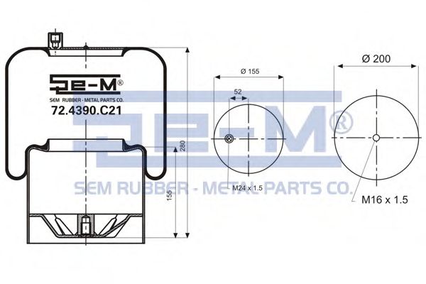 Кожух пневматической рессоры SEM LASTIK 72.4390.C21