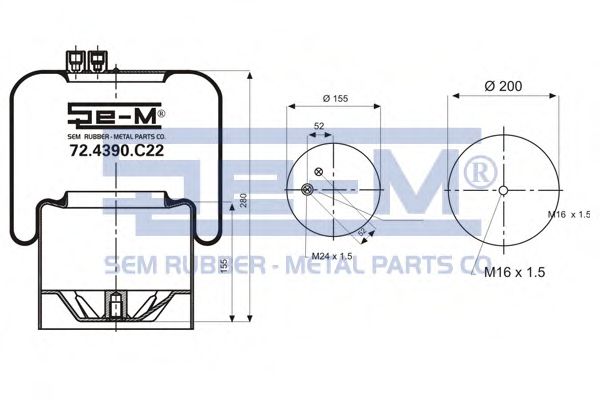 Кожух пневматической рессоры SEM LASTIK 72.4390.C22