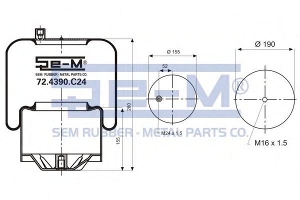 Кожух пневматической рессоры SEM LASTIK 72.4390.C24