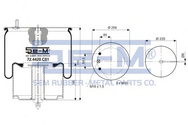 Кожух пневматической рессоры SEM LASTIK 72.4420.C01