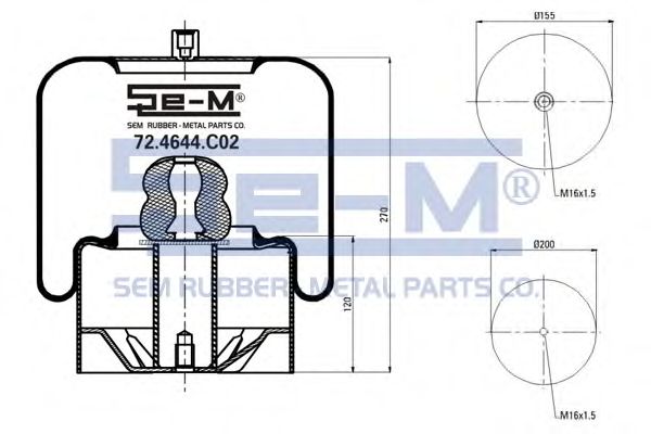 Кожух пневматической рессоры SEM LASTIK 72.4644.C02