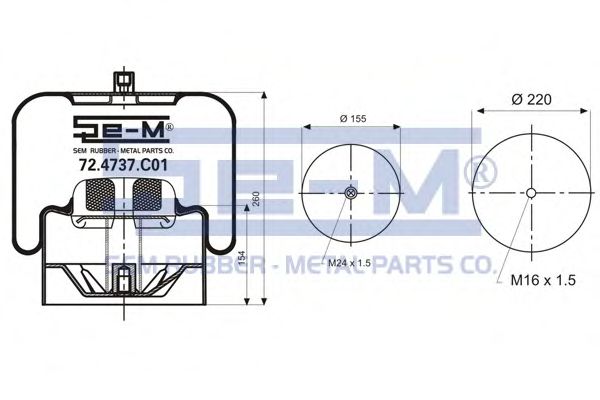 Кожух пневматической рессоры SEM LASTIK 72.4737.C01