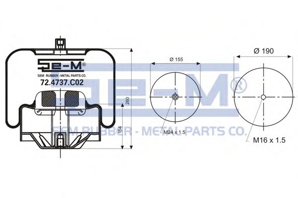 Кожух пневматической рессоры SEM LASTIK 72.4737.C02