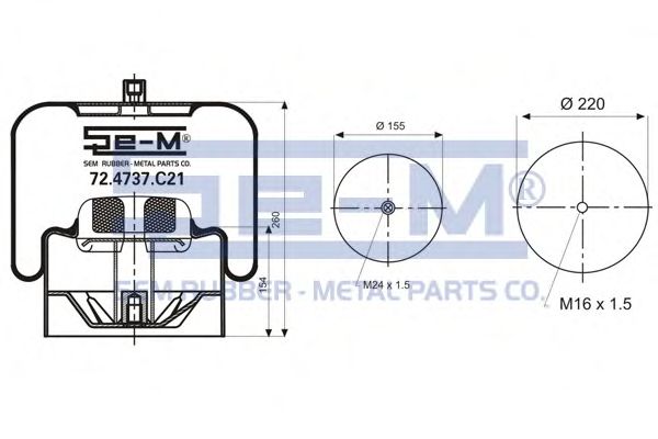 Кожух пневматической рессоры SEM LASTIK 72.4737.C21