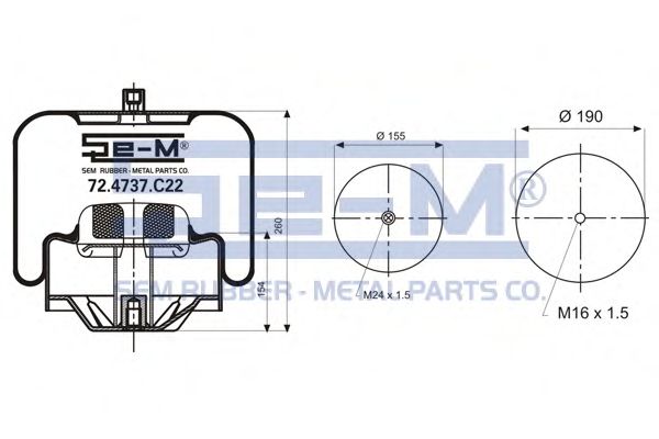 Кожух пневматической рессоры SEM LASTIK 72.4737.C22