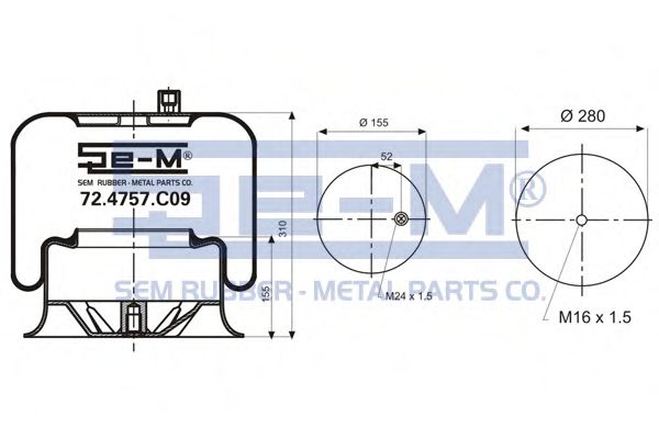 Кожух пневматической рессоры SEM LASTIK 72.4757.C09