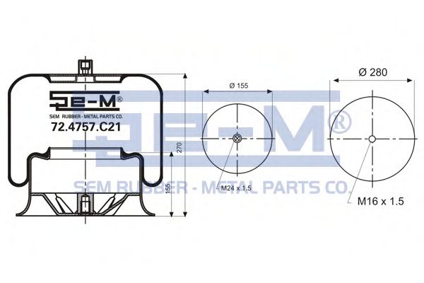 Кожух пневматической рессоры SEM LASTIK 72.4757.C21