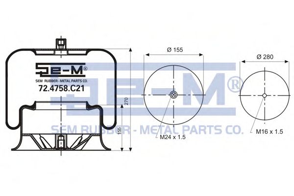 Пневматическая рессора, ходовая часть SEM LASTIK 72.4758.C21