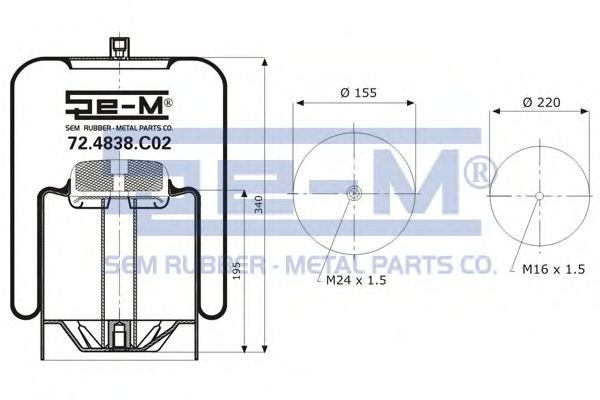 Кожух пневматической рессоры SEM LASTIK 72.4838.C02