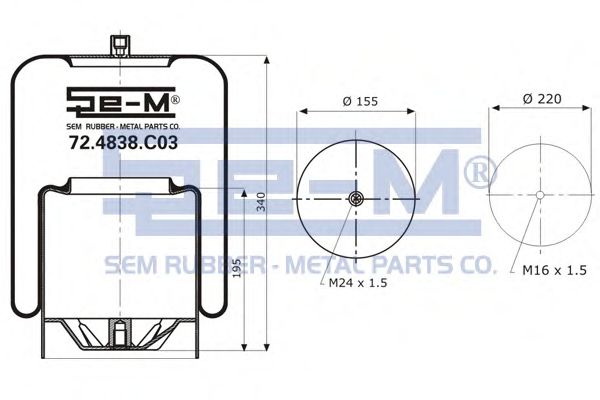 Кожух пневматической рессоры SEM LASTIK 72.4838.C03