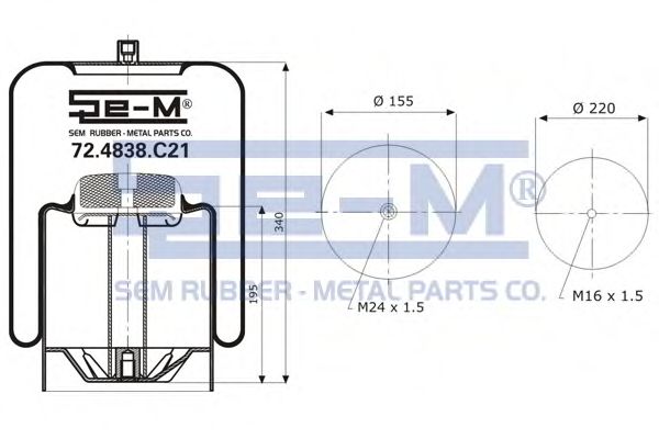 Кожух пневматической рессоры SEM LASTIK 72.4838.C21