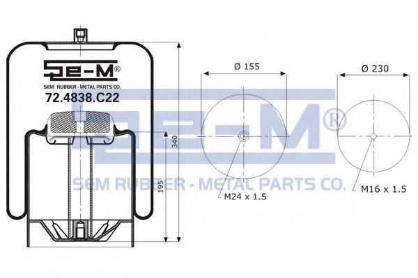Кожух пневматической рессоры SEM LASTIK 72.4838.C22