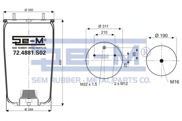 Кожух пневматической рессоры SEM LASTIK 72.4881.S02