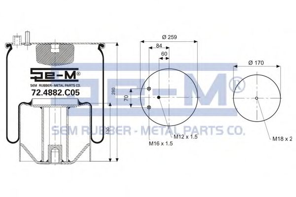 Кожух пневматической рессоры SEM LASTIK 72.4882.C05