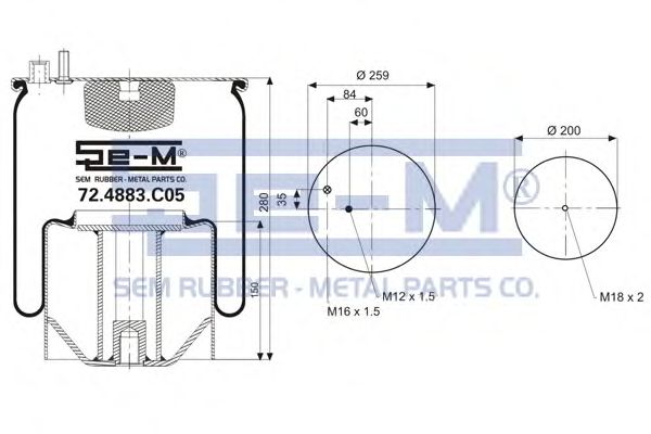 Кожух пневматической рессоры SEM LASTIK 72.4883.C05