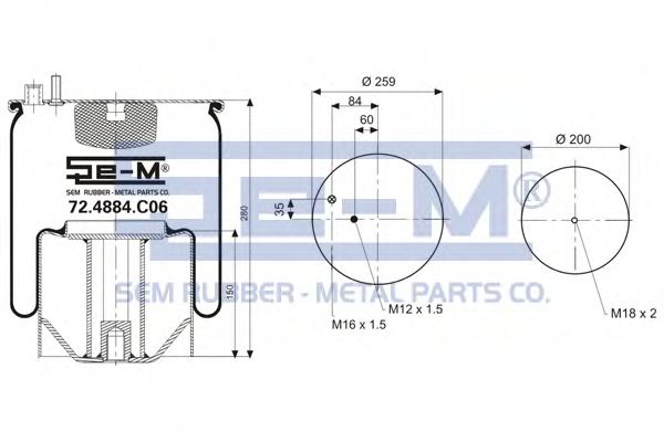 Кожух пневматической рессоры SEM LASTIK 72.4884.C06