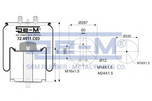 Кожух пневматической рессоры SEM LASTIK 72.4911.C03