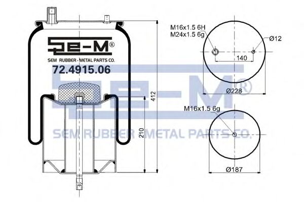 Кожух пневматической рессоры SEM LASTIK 72.4915.C06