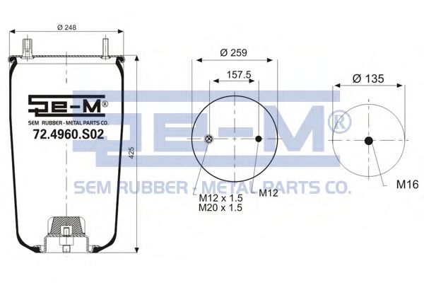 Кожух пневматической рессоры SEM LASTIK 72.4960.S02