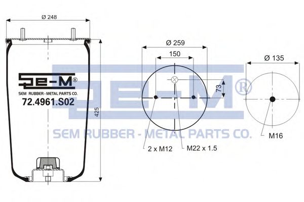 Кожух пневматической рессоры SEM LASTIK 72.4961.S02
