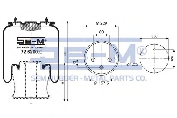 Кожух пневматической рессоры SEM LASTIK 72.6200.C