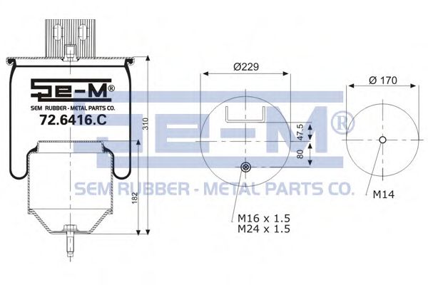 Кожух пневматической рессоры SEM LASTIK 72.6416.C